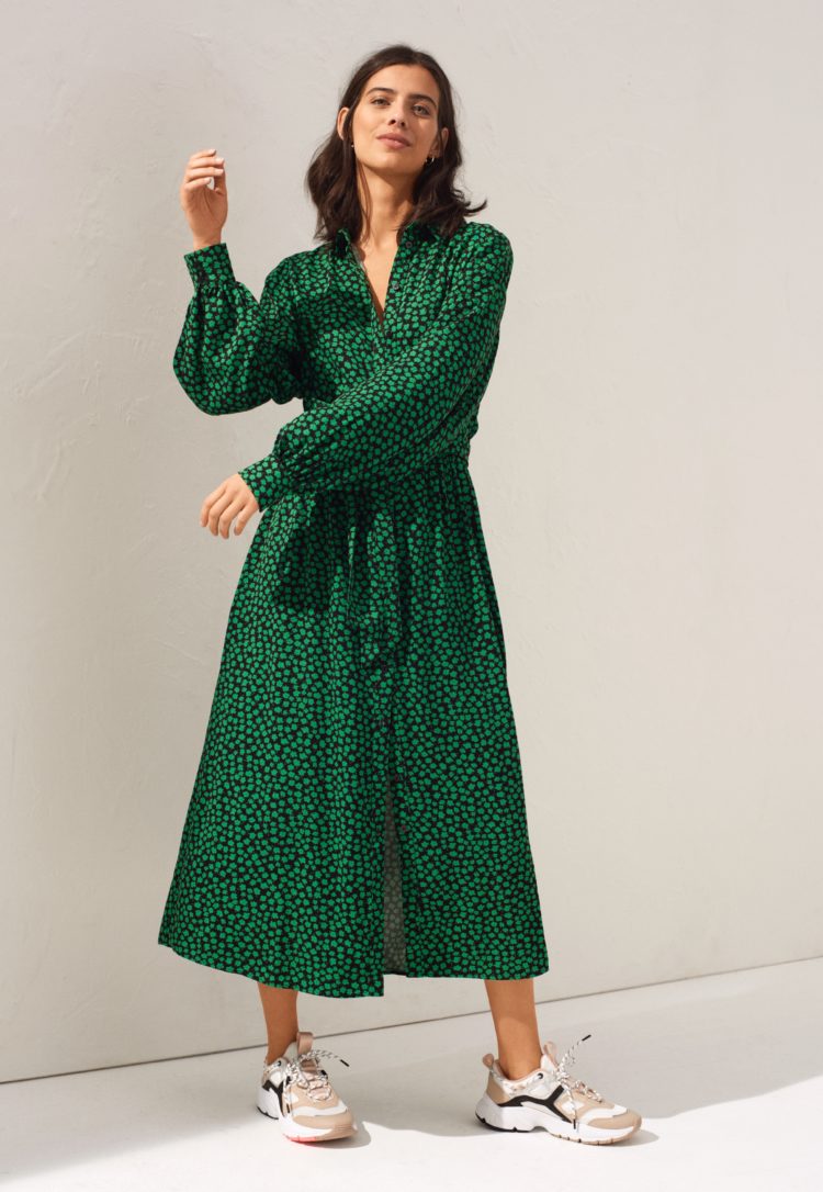 h and m green maxi dress